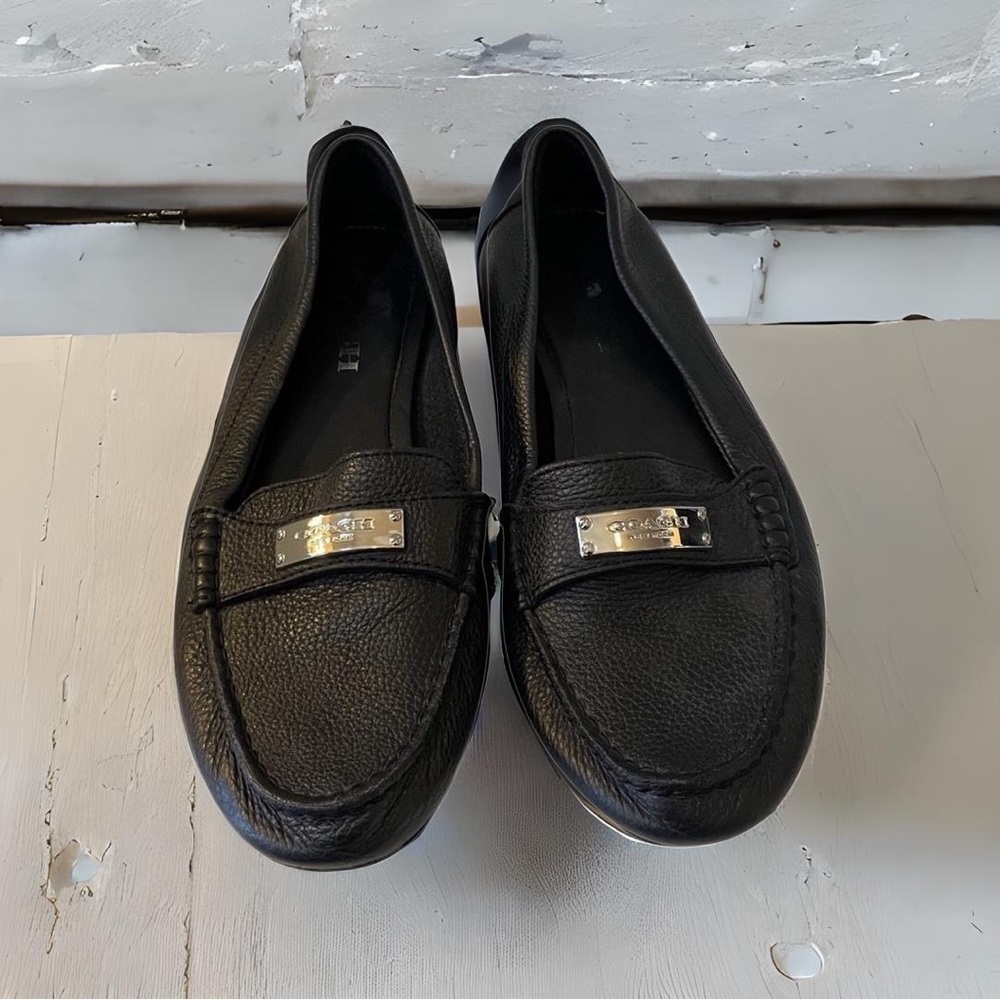 Coach flat loafers - black leather